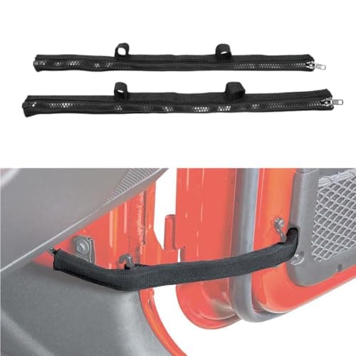 HYSPEED 2PCS Front Door Limiting Straps Compatible with 2007 2008 2009 2010 2011 2012 2013 2014 2015 2016 2017 2018 Wrangler JK JKU Door Check Limiter with Wire Protecting Harness Black