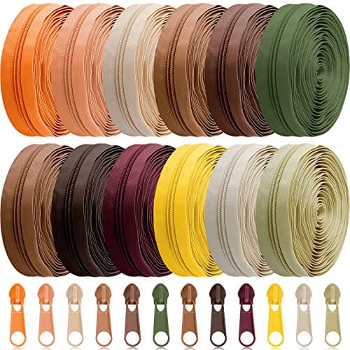 Syhood 36 Yards 12 Pieces 5 Sewing Zippers Tapes Assorted Nylon Lightweight with 120 Plastic Zipper Sliders for Women Men Sewing SuppliesArtsy Color