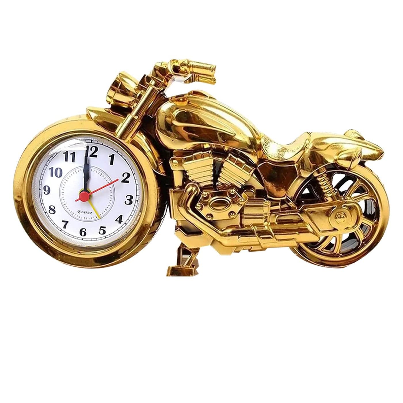 ARTISANS ALLEY Mini Motorcycle Bike Alarm Desk Shelf Clock Pack of 1 Golden