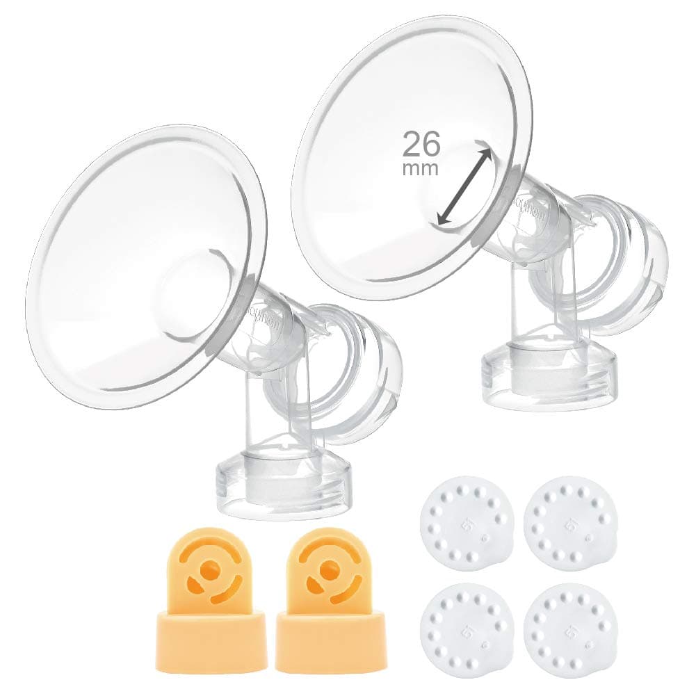 26 mm 2xOnePiece Breastshield wValve and Membrane Compatible with Medela Breast Pumps Made by Maymom