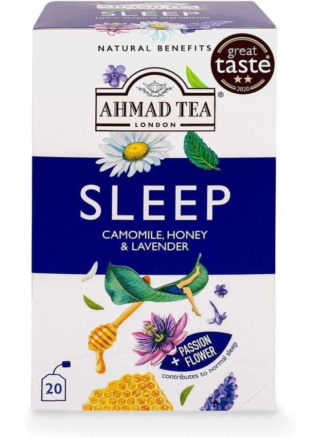 Ahmad Tea Sleep Tea Bags with Chamomile, Honey & Lavender - 20 Count
