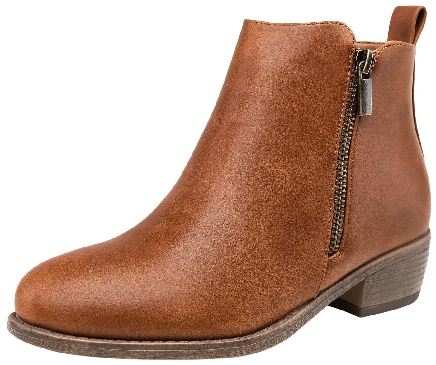 Jeossy Women's Brown Ankle Boots, Classic Low Heeled Short Booties, 905 - Yellow Brown, Size 7 US - Casual Comfortable Boots (DJY905 Yellow Brown 07)