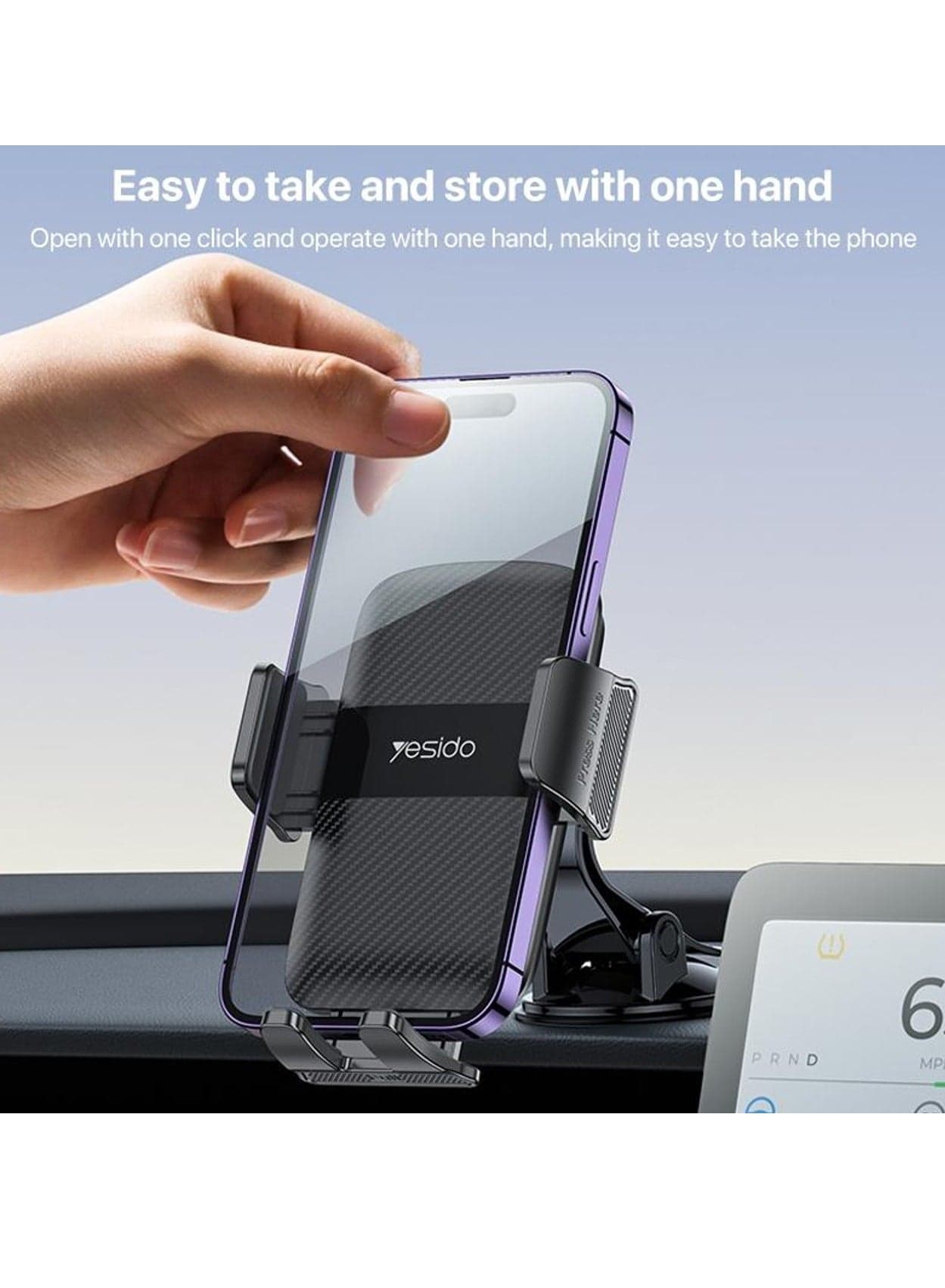 Yesido C175 Mini Suction Cup Type Mechanical Phone Clip Car Holder