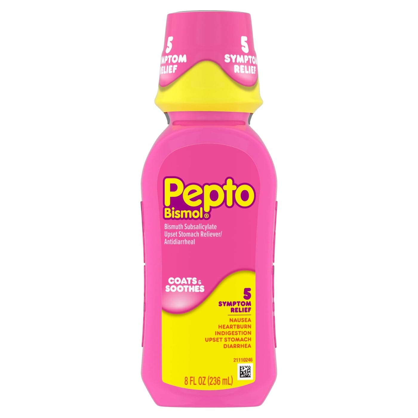 Pepto Bismol Liquid Upset Stomach Relief Nausea Relief Heartburn Relief Indigestion Relief Anti Diarrhea Medication for Adults 5 Symptom Fast Relief 8 oz Packaging May Vary