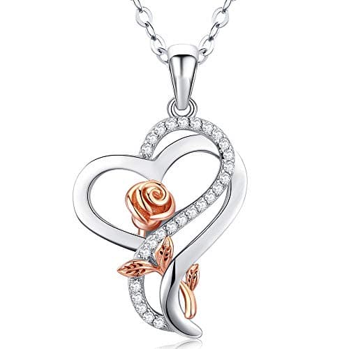 Desimtion Gifts for Women, Rose Heart Necklaces for Women,Birthday Gifts for Girlfriend Wife Mom, Jewelry for Her