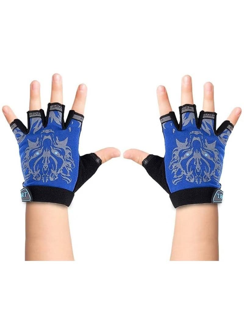 Kids Half-Finger Gloves - Multi-Sport, Breathable Shock-Absorbing