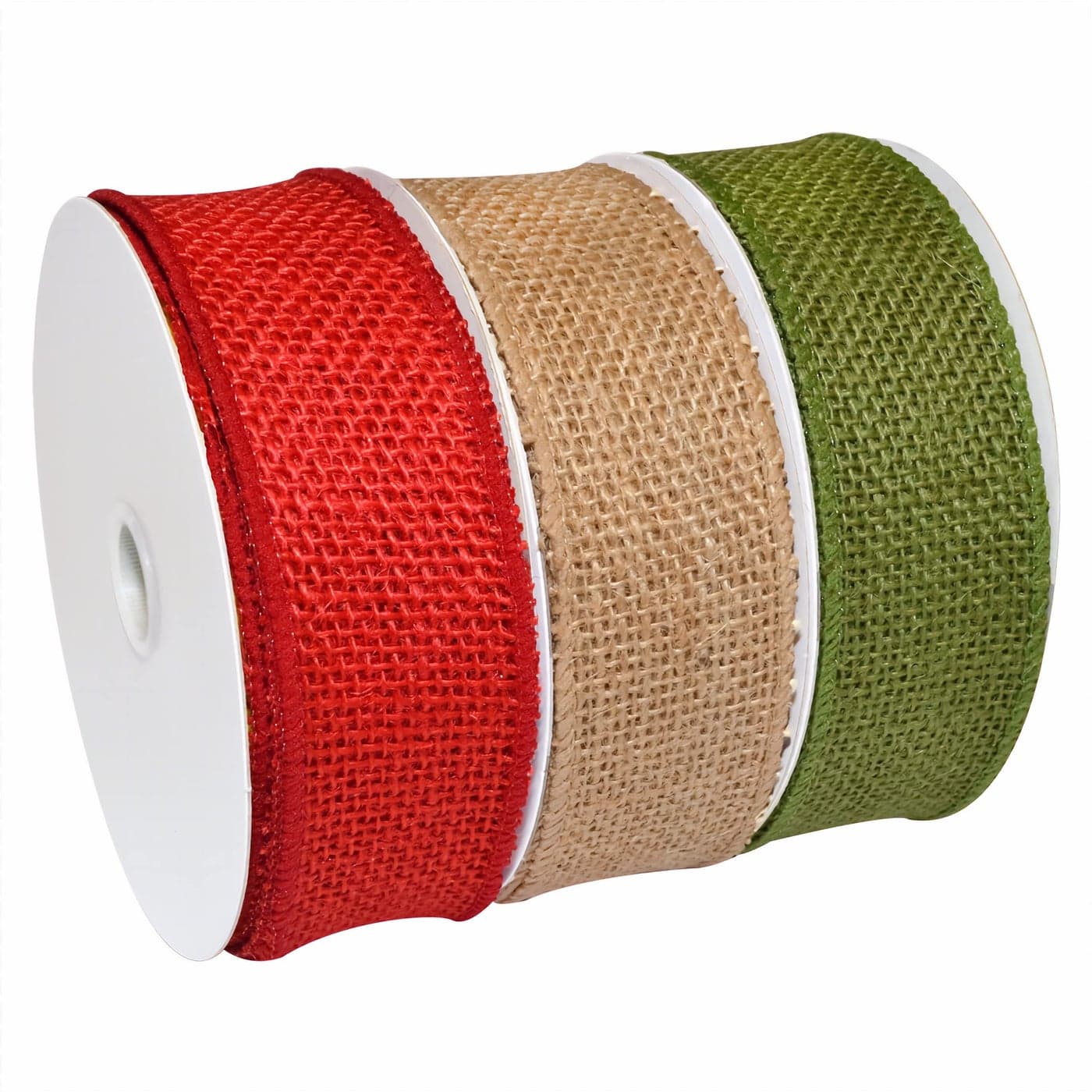 Morex Natural Burlap Wired Ribbon for Decorations Holidays Parties Home and Outdoor Decor 15 x 30 Yd NaturalGreenRed