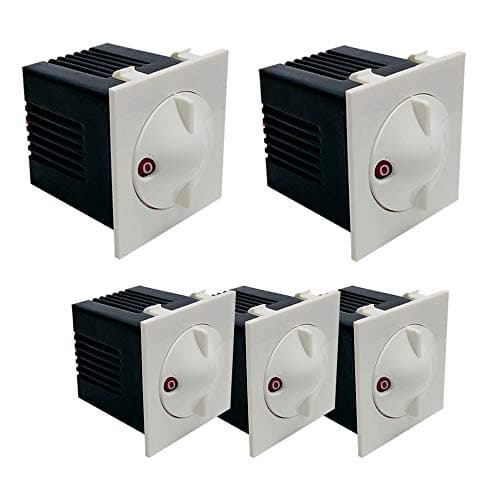 Hi-Plasst Socket Nixon (Pack of 5) 2M Socket Type Electronic Fan Regulator, 5-Step, Modular Step Type Regulators for Fan for Home & Offices (L*B = 5 * 4.7cm) Capacitor Based
