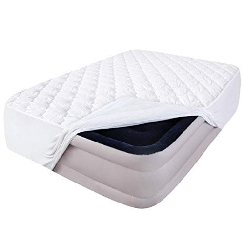 Queen Air Mattress Pad Cover Thick Quilted Inflatable Matresss Topper Super Soft Breathable and Noiseless Down Alternative Fiber Mattress Pad Fits Up to 16 Inch Mattress