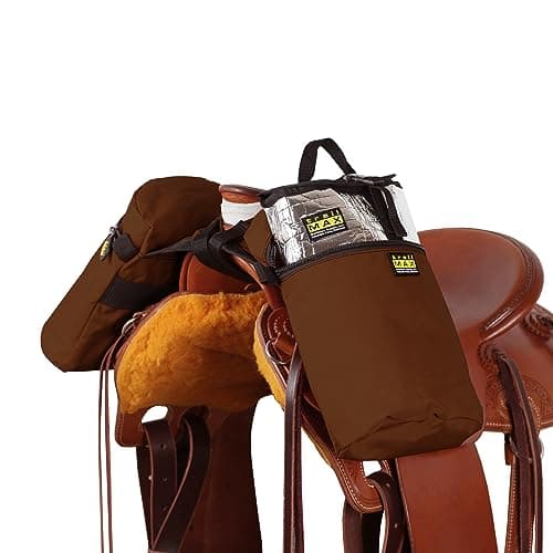 TrailMax Horse Horn Bags for Trail Riding Medium Large Western Saddle Horn Bags for Horses Mules Insulated Trail Gear with Secure Fit GrabandGo Liners Large Brown