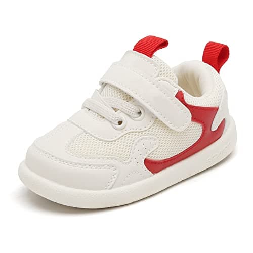 Baby Boy Girl Shoes Infant Non Slip Sneakers Breathable Lightweight Toddler First Walking Shoes 6 12 18 24 Months(12-18 Months, E-Red)