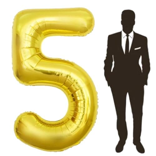 65 Inch Giant gold Foil Number BalloonOld Childrens Birthday Party Helium Balloon Wedding And Celebration Themed Party Decoration Supplies 5 Plus