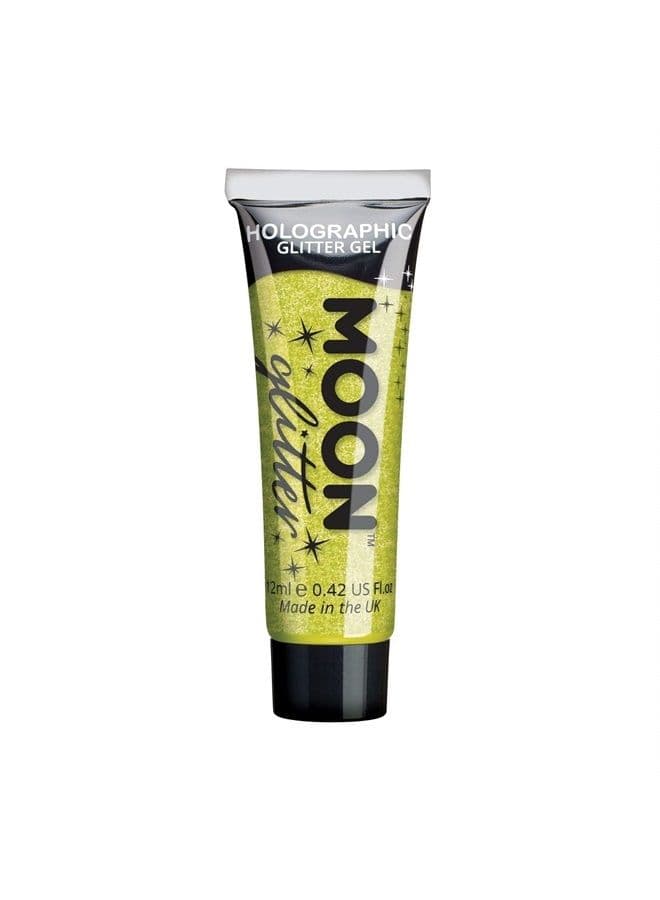 Holographic Face & Body Glitter Gel by Moon Glitter - 12ml - Yellow - Glitter Face Paint