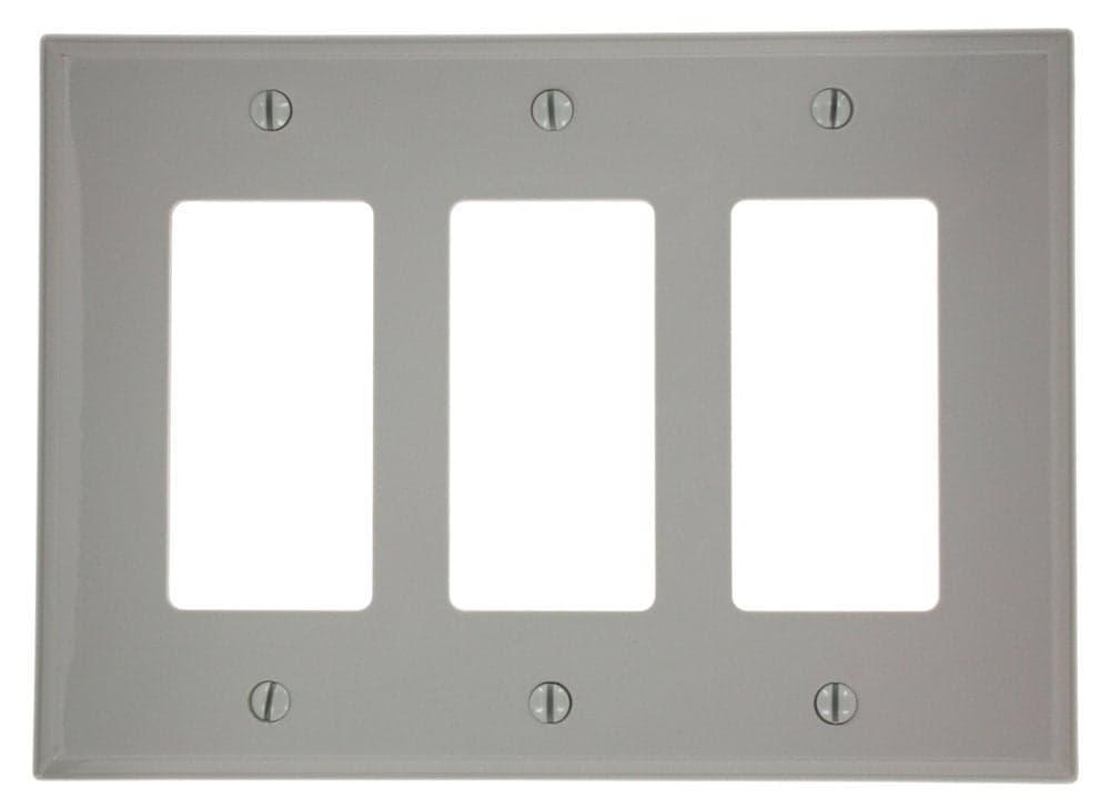 Leviton 3Gang DecoraGFCI Wallplate Midway Size PJ263GY Gray