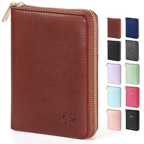 Forvencer Passport Holder Cover with Safe Zipper Closure, Premium Passport Wallet for Travel, Sleek RFID Blocking Card Case, Waterproof Travel Accessories for Men, Brown