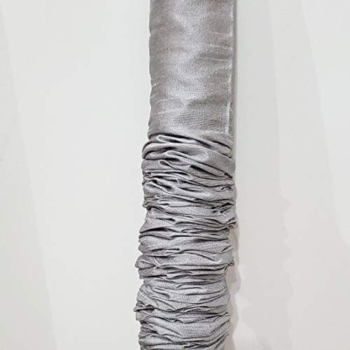 Cord & Chain Cover, 9 feet Tube Type, Dupioni Faux Silk Fabric, Use for Chandelier, Lighting, Wires (Gray)