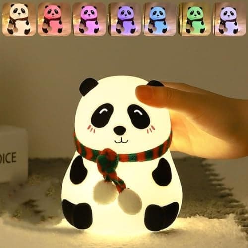 DotCom Kids Night Light Lamp | Rechargeable LED Bedside for Children's Bedroom | Ideal Gift for Boys, Girls, Toddlers, and Nursery (Panda Lamp)