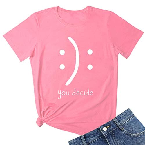 BLACKMYTH Women's Cute Graphic T Shirts Funny Tops Casual Tees Pink Medium
