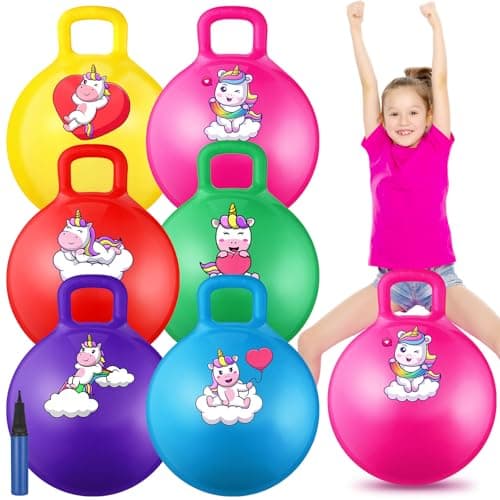 Threan 6 Pcs Hopper Ball for Kids 36 18 Inch Unicorn Bouncy Ball with Handle Unicorn Jumping Inflatable Bouncing Hopper Carnival Outdoor Toys for Girls Boys Toddler Children Gifts