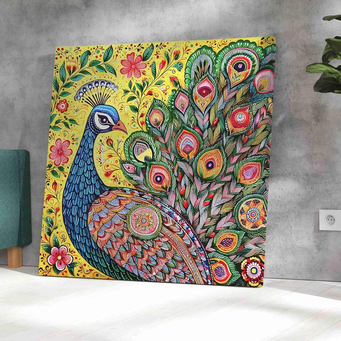 SAF paintings Wooden Framed peacock modern art Canvas Wall Painting for Home Décor And Office||For Bedroom, Living Room Home wall and Office Interior 24X24 Inch painting CR-304