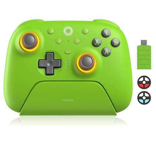 8BitDo Ultimate 2 Wireless Controller with TMR Joysticks for Windows & Android, Gaming Controller with Switchable Hall Effect/Tactile Triggers, RGB Fire Ring, 8Speed Wireless Tech, Charging Dock (Green, Ultimate 2 Wireless)
