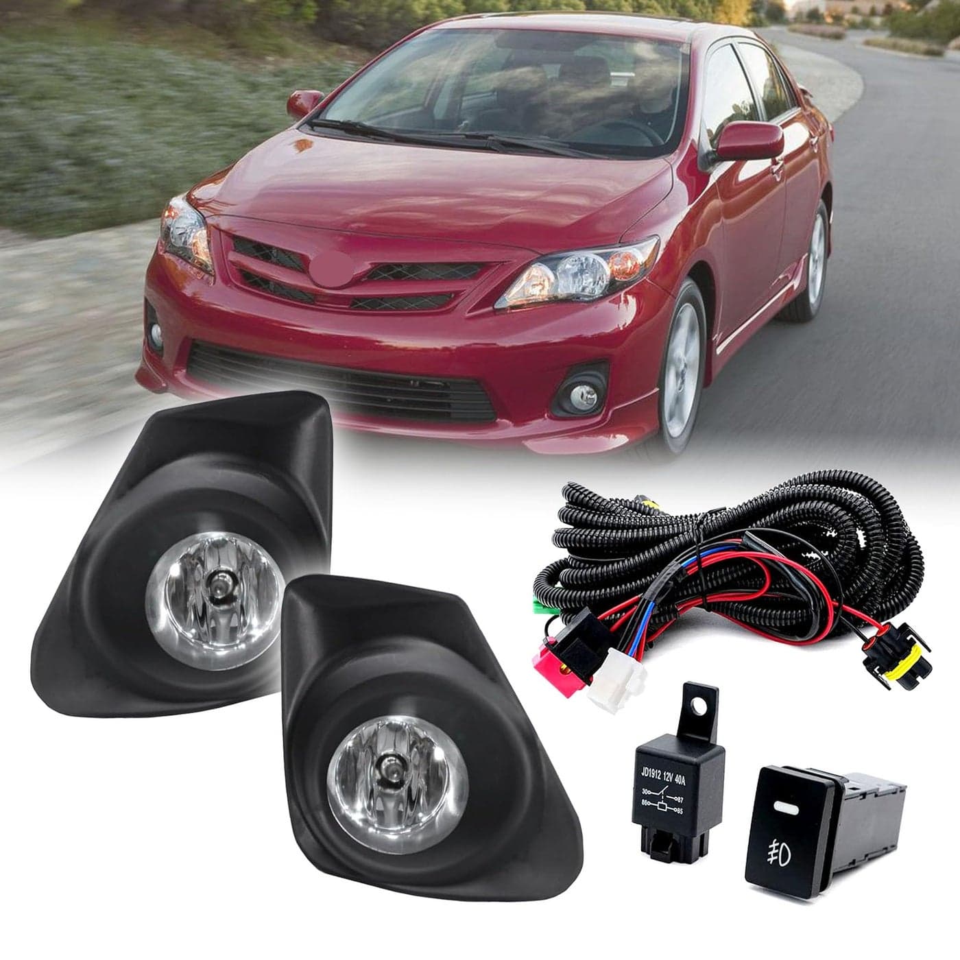 LEVANLIGHT Fog Lights Assembly For Toyota Corolla 2011 2012 2013 Driving Fog Lights Lamps Clear Lens Front Driving Lamps with H11 12V 55W Halogen BulbsWiring Harness Kit 81210060718122006071
