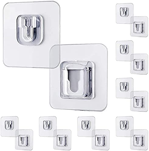 Gyanvi DoubleSided Wall Hooks Waterproof and Oilproof Reusable Hooks Without Punching and Nails Heavy Duty SelfAdhesive Wall Hook for Kitchen Bathroom Office 24 x 24 Inch Transparent 12