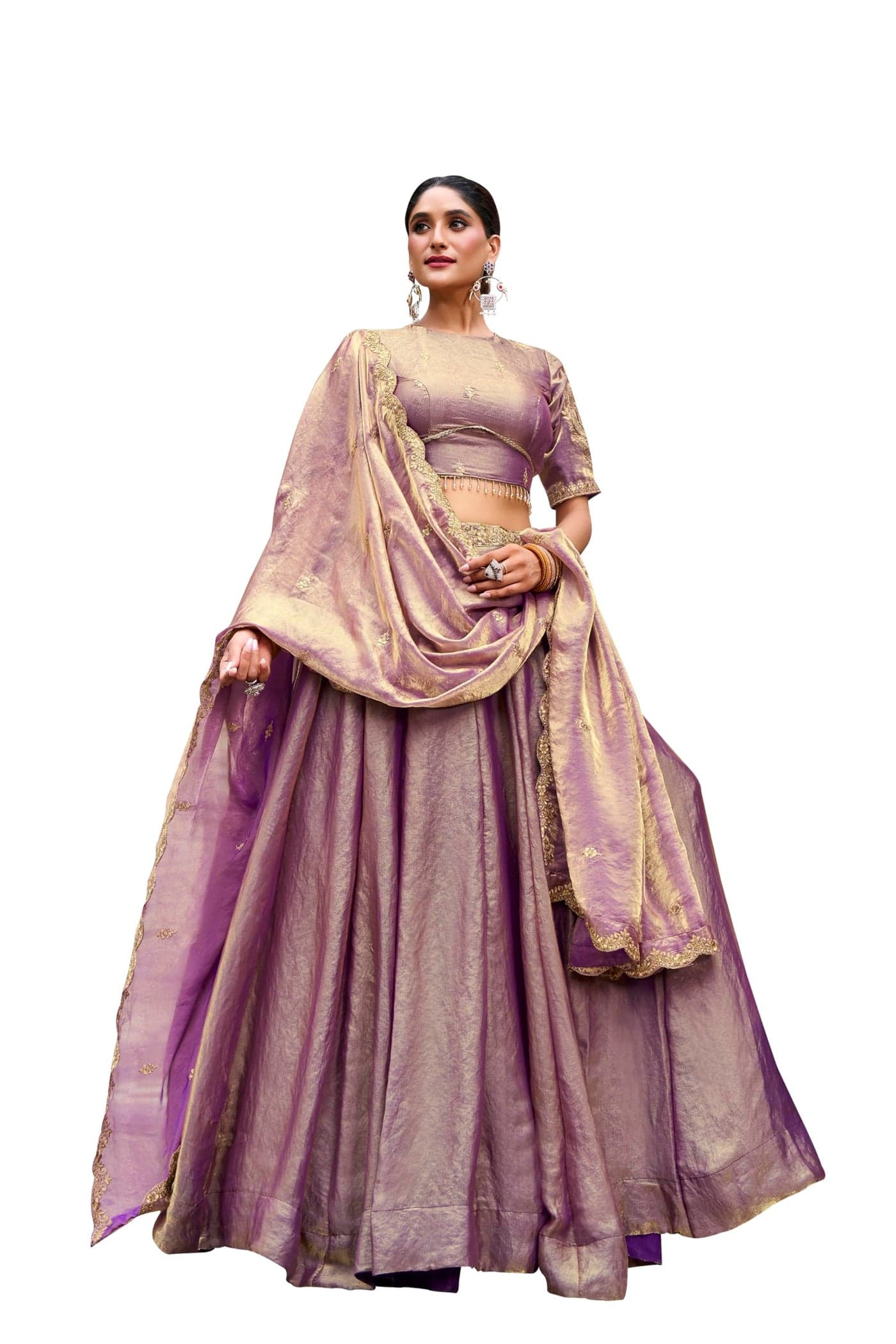 LooknBook Art Fendi With Sequins and Thread Embroidery Work Belt Chaniya Choli A Fusion of Glamour & Grace (Lavender)