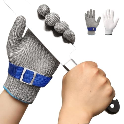 Schwer ANSI A9 Cut Resistant Glove, Food Grade Stainless Steel wire Mesh Metal Gloves, Knife Cutting Gloves for kitchen Mandoline Slicing Butcher Meat Cutting Oyster Shucking Fish Fillet(S, 1 PCS)