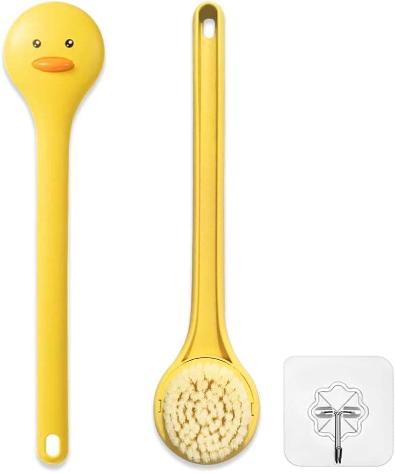 Little Yellow Eagle Bath Brush Softer bristles Long Handle Suitable for Children Aged 312 Cleaning Sweat Stains and Beauty Bath Wet or Dry Brush Bath Brush 14 inch Lemon Yellow