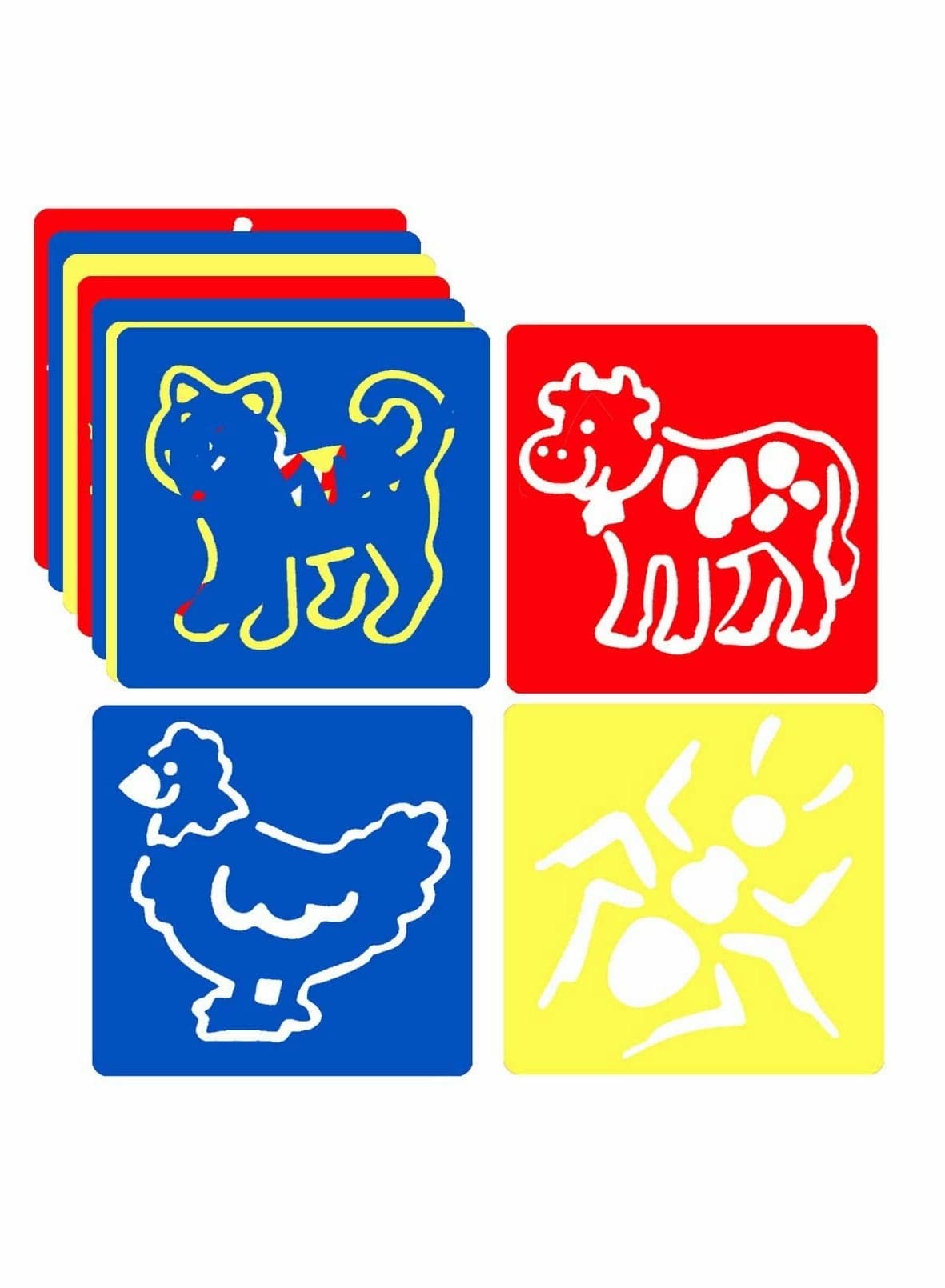 Animal Shape Stencils, 24 Pack Kids Painting Washable Stencil Set Plastic Stencils