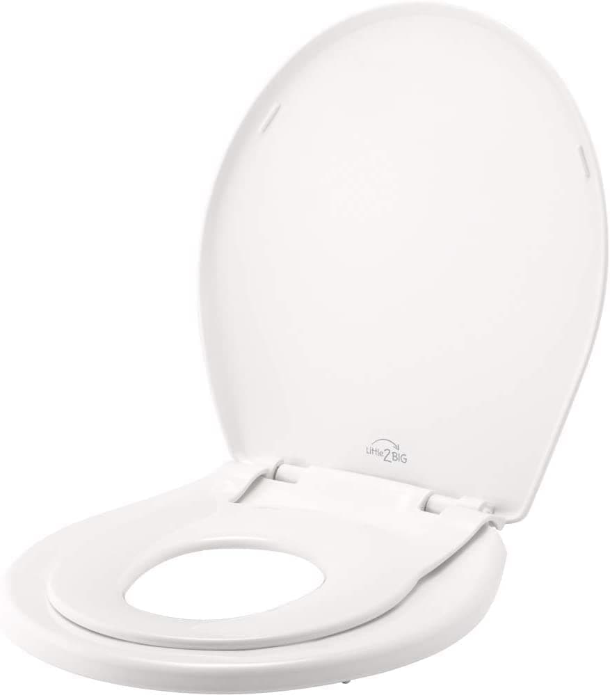Little2Big Toilet Seat with BuiltIn Toddler Potty Training Seat Slow Close Easy to Install Made in USA ROUND White