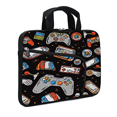 XMBFZ Laptop Sleeves 14 15 15.4 15.6 Chromebook Case Notebook Sleeve PC Messenger Bag Tablet Case Neoprene Handle Sleeve for Men Women, Two Pockets(Games-1)