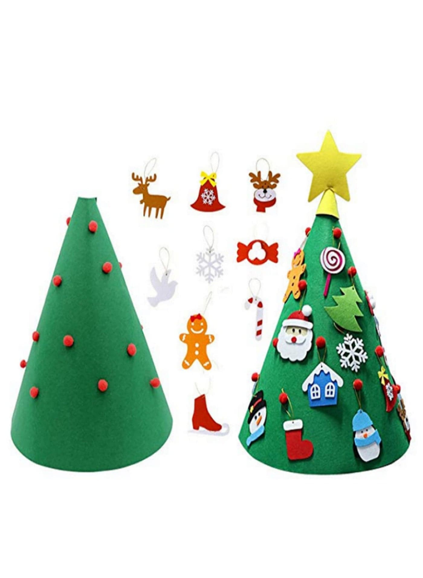 3D DIY Felt Christmas Tree with Hanging Ornaments Kids Xmas Gifts Christmas Home Decorations Puzzle Educational Toy for Toddlers Holiday Party Decor Fun Learning Activity Gift