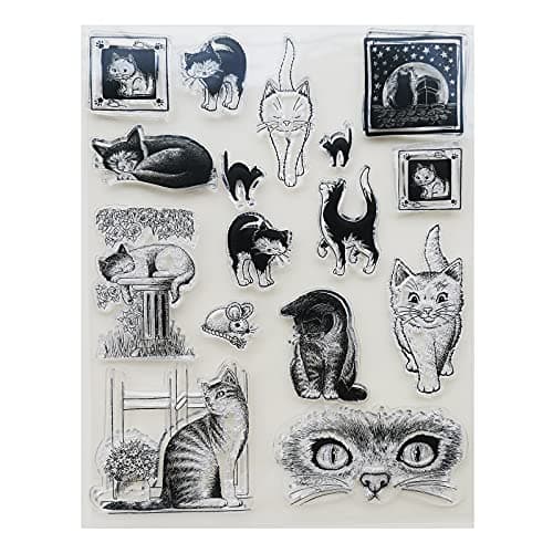 Abchoice Cats Clear Stamps - Reusable Stamp for DIY Scrapbooking & Card Making Decoration (5.5" x 7.1")