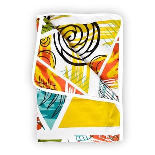 Divine Casa Cotton Geometric Print 120 GSM New Born All Season Ultrasoft Single Baby Blanket for Babies (Lime Peach, 135 x 100 CM)