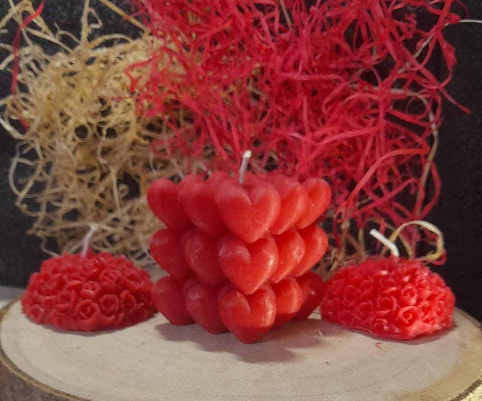 NeeaaN Heart Bubble Scented Candle Long Burn Time Cube Heart Shape Wax Candle for Relaxation Anxiety Relief Ideal for Home Decoration Yoga Gifting on Diwali Birthday Wedding Christmas Red