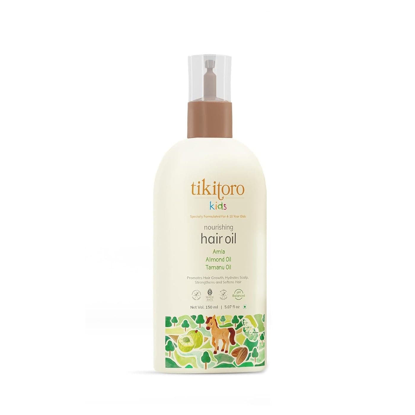 Tikitoro Kids Nourishing Hair Oil 100 Vegan with Bringha Amla Olive Argan Promotes Conditions Hair Growth Scalp Nonsticky Nonsmelly Nongreasy No Paraben Sulphate 150 ml