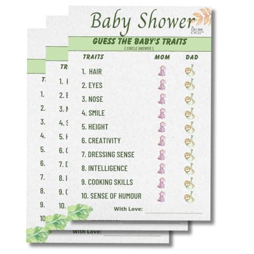 The Decor Cycle Pack of 20 Baby Shower Decoration Items Activity Cards for Games Wishes Baby Traits Friends and Family Members, 4x6 Inches, Wild, Jungle, Animals theme