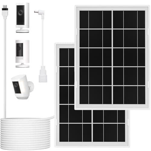 7W Solar Panel for Ring Camera,2Pack Solar Charger for Stick Up Cam, Stick Up Cam Pro, Spotlight Cam Plus/Pro with 10FT/3M Waterproof Long Cable and USB-C to Barrel Plug Adapter