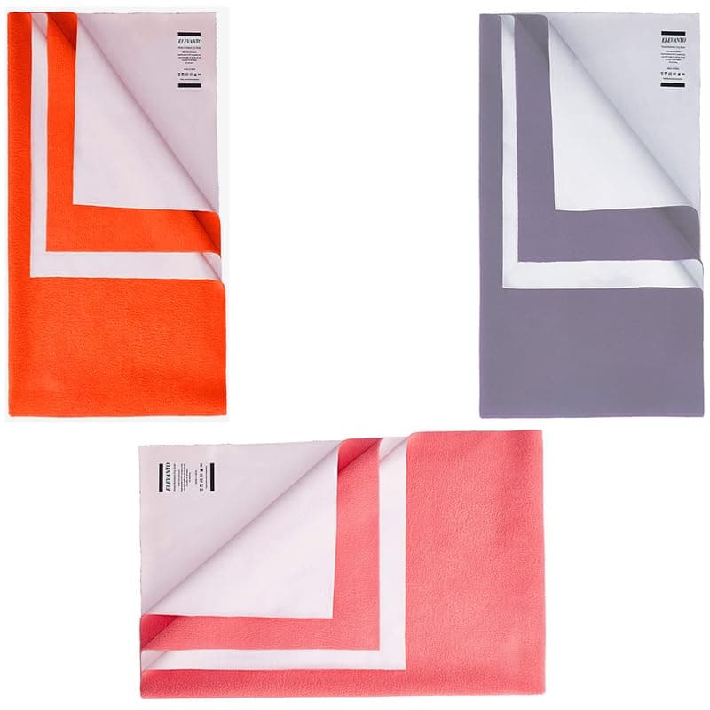 ELEVANTO Baby AntiPiling Fleece Extra Absorbent Instant Dry Sheet for Baby Baby Bed Protector Waterproof Sheet Small Size 50x70cm Pack of 3RustPurple SELMON