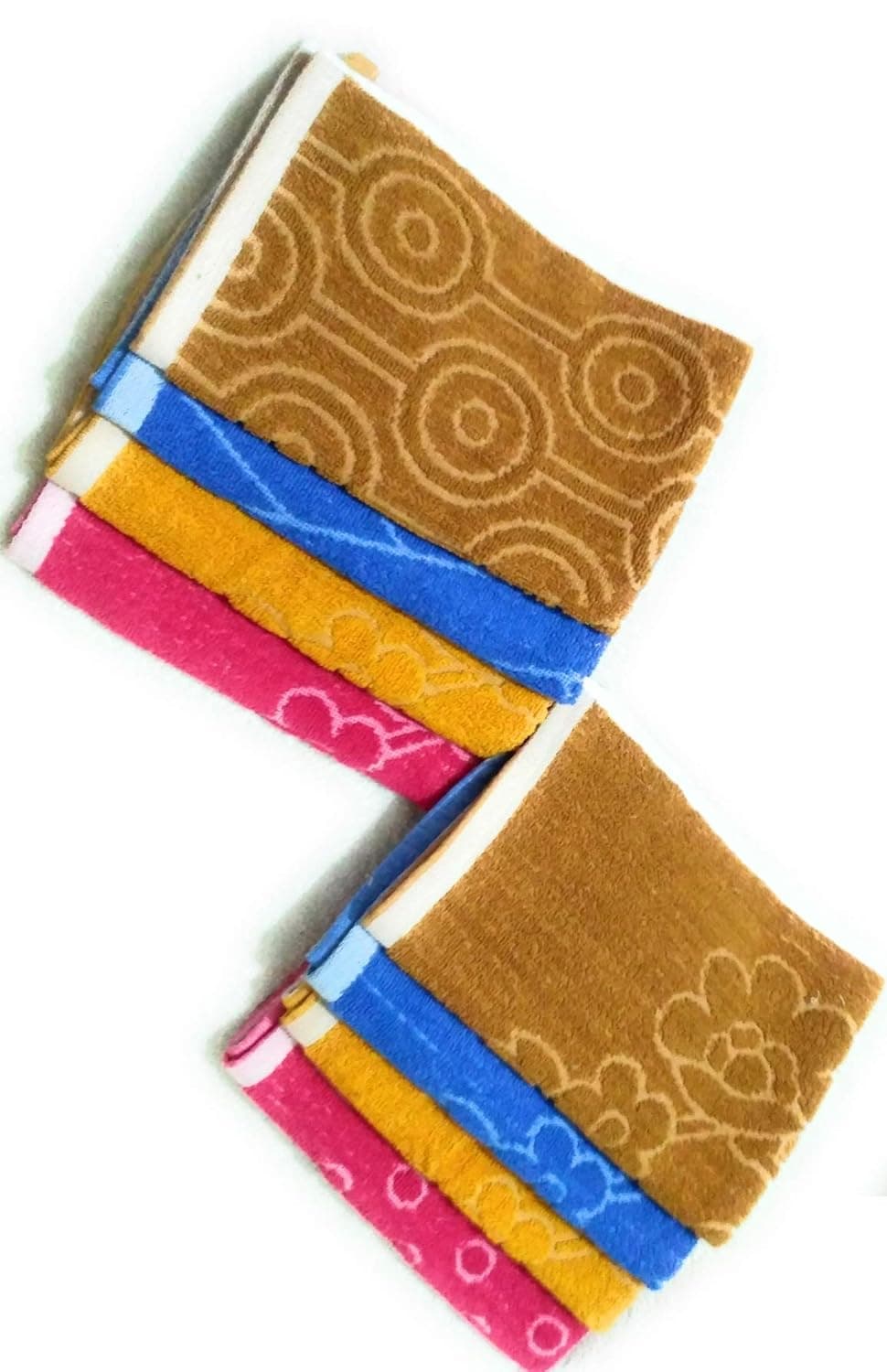 Cotton Colors Floral Design Hand Towels (Medium, Multicolor, Pack of 8)_t050