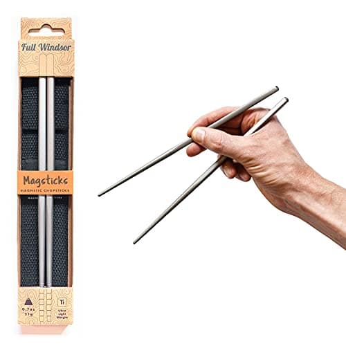 FULL WINDSOR - MAGSTICKS - Magnetic Titanium Chopsticks for Asian Cooking, Reusable Training Chopsticks for Travel, Cooking, and Dining, Lightweight Portable Utensils with Carrying Case for Daily Use