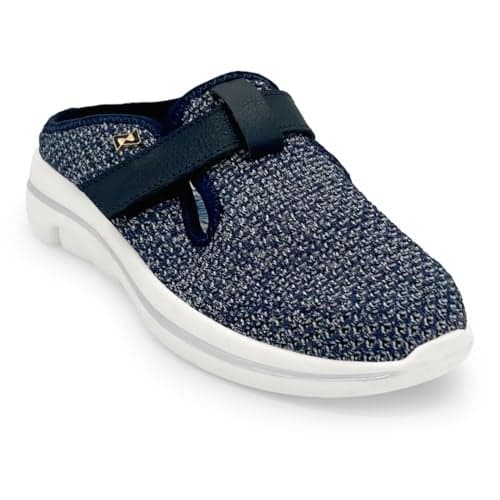 KazarMax Premium Summer Breeze Women Navy Slip-On Mule -4 UK
