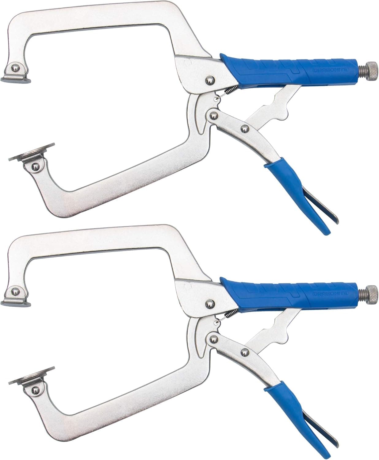 DRAGONITE Heavy Duty C Clamp, Vise Grip Locking Pliers with Swivel Pads, 18 Inch Face Clamp, 2 Piece Set