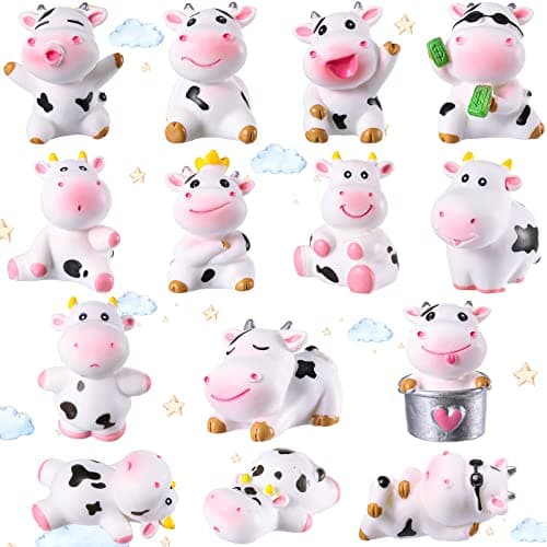 Blulu 70 Pcs Cow Cake Toppers Cow Cake Decorations Farm Animals Miniature Figurines Toys Resin Garden DIY Terrarium Crafts for Kids Birthday Party Favor Baby Shower Home Decor