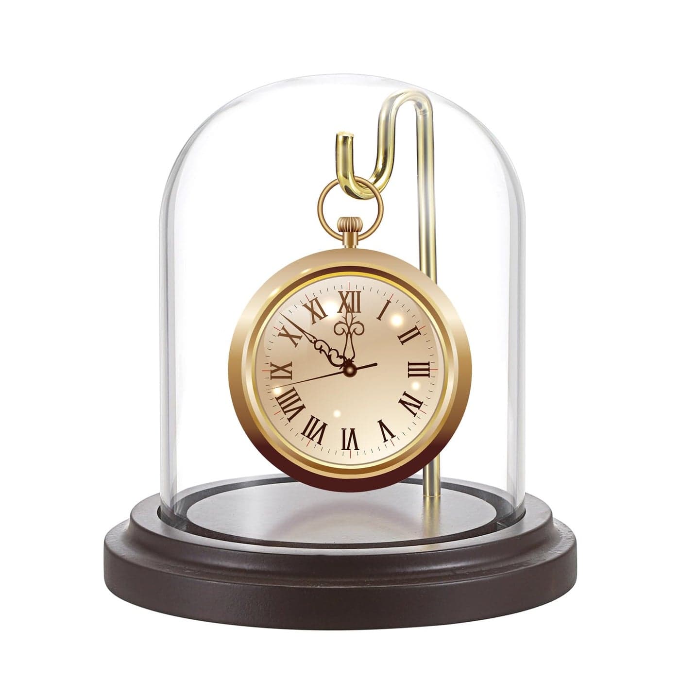 JUXYES Clear Watch Glass Display Dome Cloche With Hook and Wooden Base Bell Terrarium Jar for Watch Ornaments