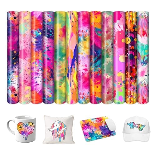 HTVSTD Paint Splatter Sublimation Transfer Ink Paper12pcs 12x10 Watercolor Patterned Sublimation Transfer Paper for Mugs DIY Sublimation Paper