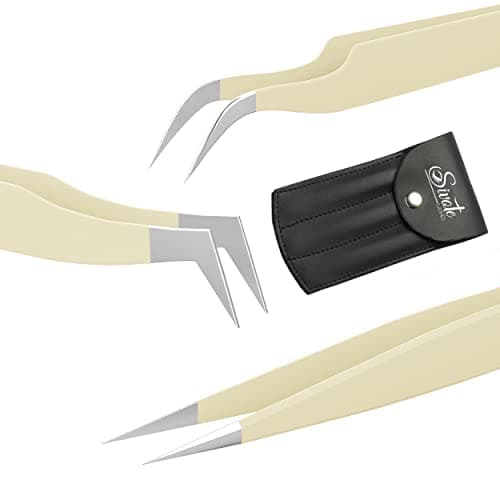 SIVOTE Lash Tweezers for Eyelash Extensions for Volume Isolation Classic Lashes 3 Pack Vanilla