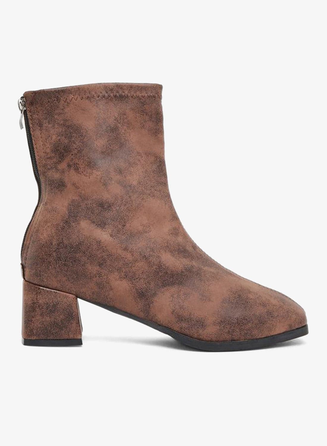 Women Brown Block Heel Ankle Boots — 40